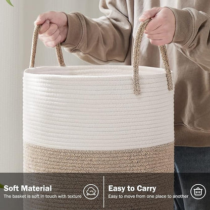 YOUDENOVA Woven Rope Laundry Hamper Basket, 72L Tall Luandry Basket, Baby - Image 3