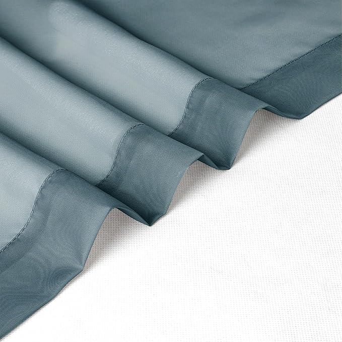 Chyhomenyc Stone Blue Sheer Curtains 78 Inches Long 2 Panels Set for Living Room, Light Filtering Voile Lightweight Bedroom Curtains, Rod Pocket Solid Window Treatment Drapes, Each 42W x 78L