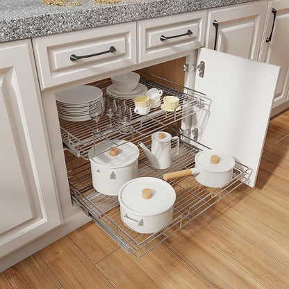 ROOMTEC Individual Pull Out Cabinet Organizer, 2 Tier Spice Rack Organizer - Image 6
