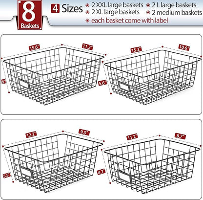 8 Set, Extra Large Wire Baskets - Image 2