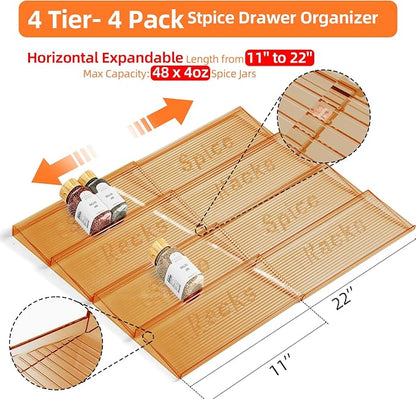 MUDEELA Clear Spice Drawer Organizer, 4 Tier- 4 Set Spice Rack - Image 2