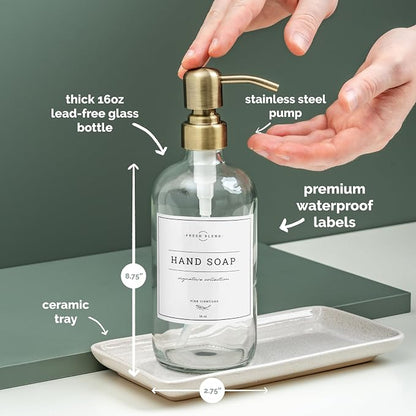 Vine Creations Glass Soap Dispenser, 2 Pack Kitchen Soap Dispenser Set - Image 4