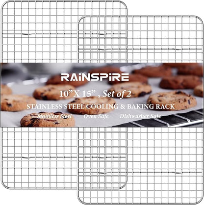 Oven-Safe Dishwasher-Safe 100% 304 Stainless Steel Cooling Rack 10" x 15" Heavy by Rainspire