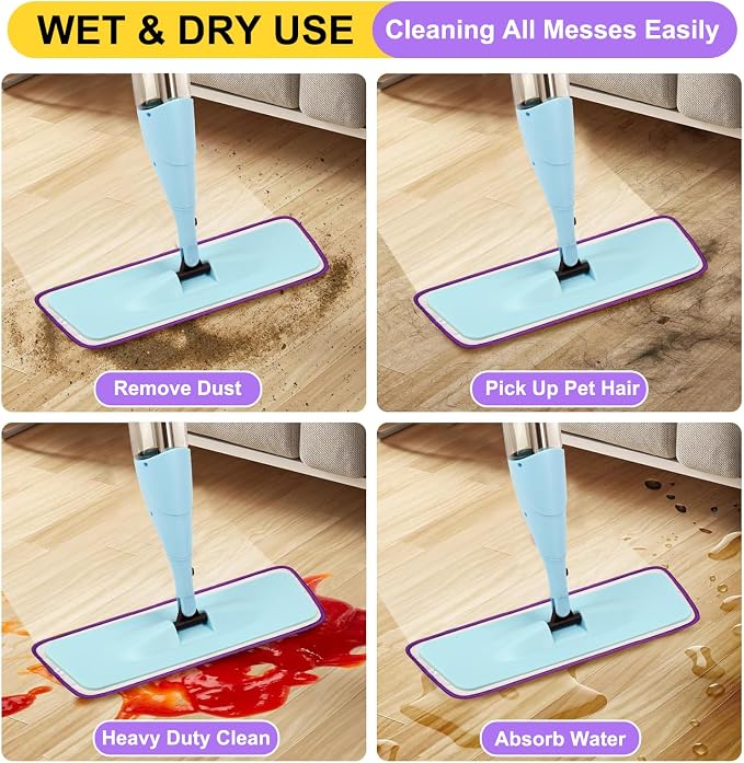 8 Pack 16.5 inch Reusable Mop Pads Microfiber Spray Mop Replacement Heads - Image 6