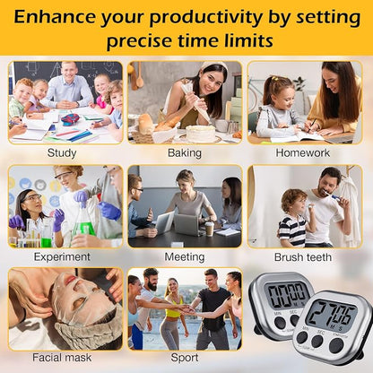 Leumoi 24 Pcs Digital Kitchen Timers Magnetic Back Timers Bulk Large Screen - Image 7