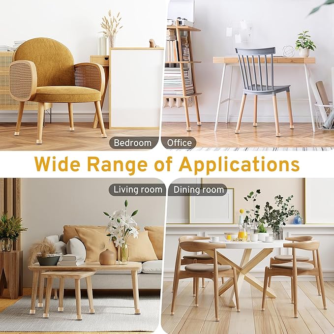 24PCS Round Chair Leg Floor Protectors, Furniture Sliders, Chair Leg Protectors for Hardwood Floors, Non-Slip Felt Furniture Pads, Silicone Cap Covers to Protect Floors, (Fit 1.1" - 1.5")