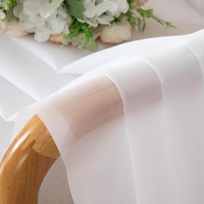 Chyhomenyc White Sheer Curtains 108 Inch Length 2 Panels Set, Extra Long Light - Image 4