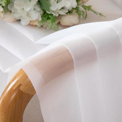 Chyhomenyc White Sheer Curtains 63 Inch Length 2 Panels Set, Light Filtering - Image 3