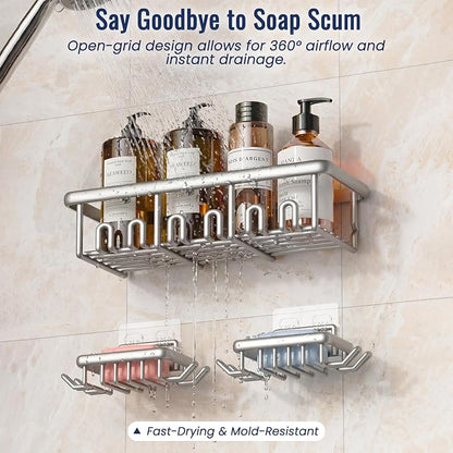 8 Pack Adhesive Rustproof Shower Shelves - Image 5