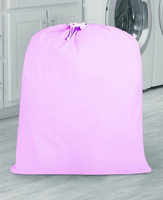 Urban Villa Laundry Bag Canvas|Dirty Clothes Travel Laundry Bag|Machine Washable|Reusable College Hostel Hamper Liner Bag Garments Delicates Drawstring Closure 4 Pack Pink Color|Size 28X36 Inches
