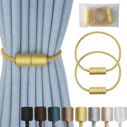 Magnetic Curtain Tiebacks 2 Pack Gold Curtain Rope Tieback Curtain Holders by CURTAINTIEBACKS