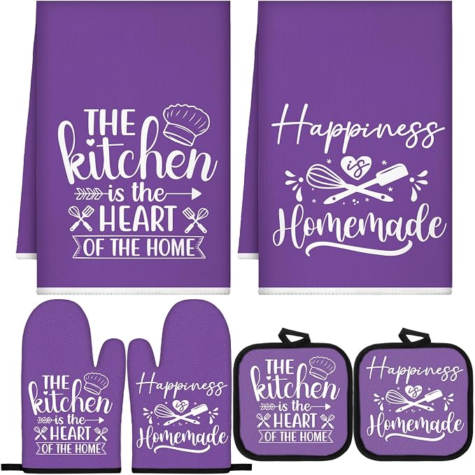 Sratte 6 Pcs Kitchen Decor Accessories Set Farmhouse Towels Pot Holders Oven by Sratte