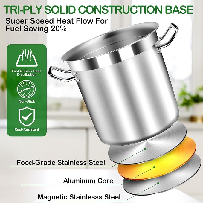 STOCKPOT 35 Quart Commercial Grade Large Stock Pot - Image 3