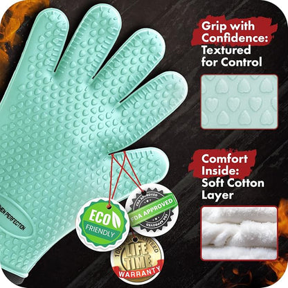 KITCHEN PERFECTION XL Silicone Smoker Oven Gloves-Extreme Heat Resistant BBQ - Image 2