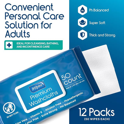 Inspire Adult Wet Wipes, Wash Cloths | Adult Wipes - Image 8