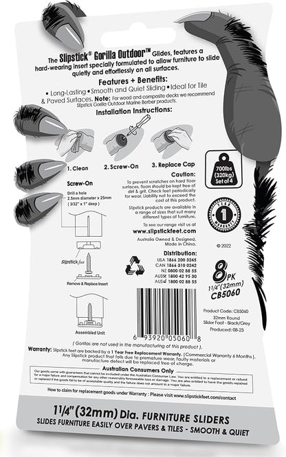 Gorilla Outdoor 1-1/4 Inch Furniture Sliders/Chair Glide Floor Protectors - Image 5