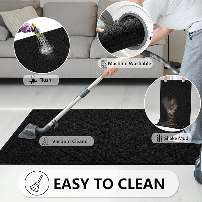 REFETONE Indoor Doormat, Front Back Door Mat 24"x36" Absorbent Rubber Backing - Image 6