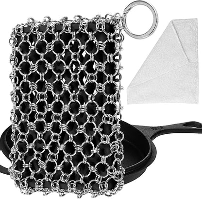 Herda 316L Cast Iron Scrubber Cleaner, Large Chainmail Scrubber by Betterqualitybetterlife