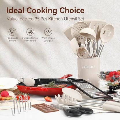 Silicone Cooking Utensils Set, NCUE 35 Pcs Kitchen Utensils Set - Image 2