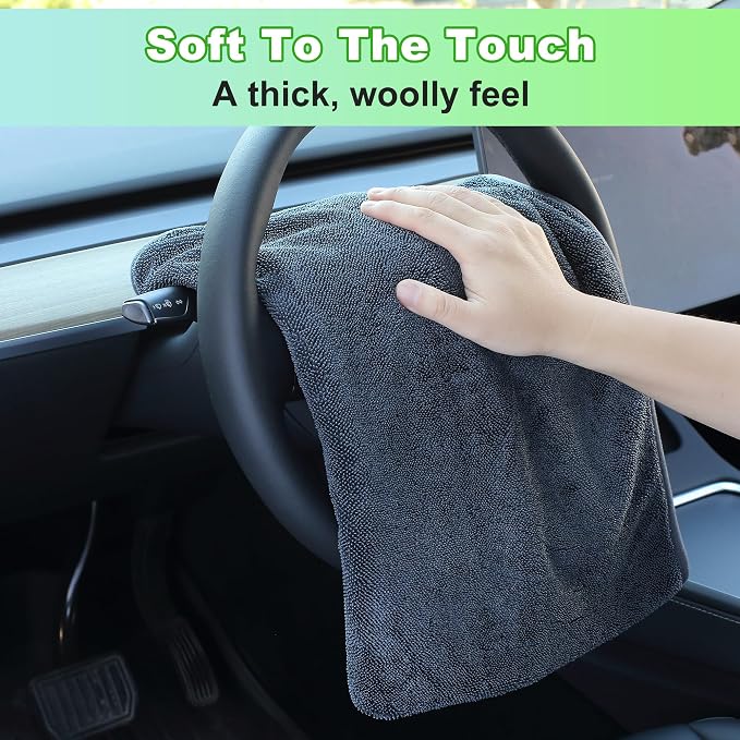 JOYMOOP Microfiber Towels for Cars, 35.4" x 23.6" Car Drying Towel, Dark Gray - Image 5