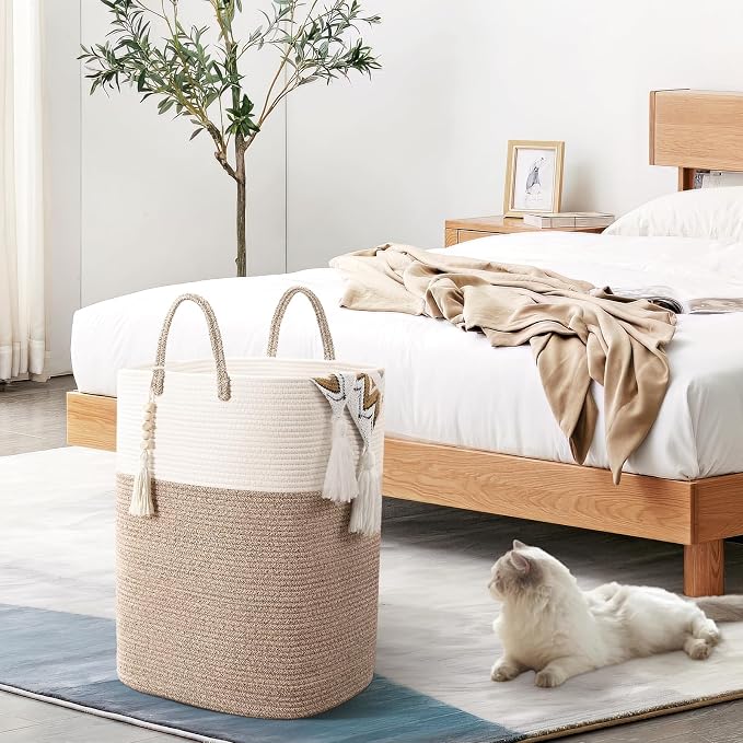 65L Woven Laundry Basket for Clothes, Large Rectangle Laundry Hampers - Image 4