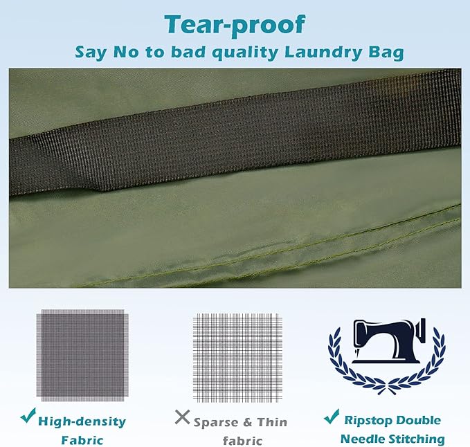 Heavy Duty Laundry Bag 2 Pack XL Nylon Laundry Bags with Straps, Washable Large Dirty Clothes Organizer with Drawstring Closure, Travel Washing Bag Fit a Laundry Hamper or Basket