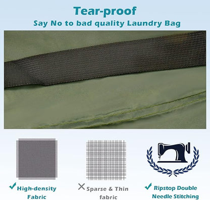 Heavy Duty Laundry Bag 2 Pack XL Nylon Laundry Bags with Straps, Washable Large Dirty Clothes Organizer with Drawstring Closure, Travel Washing Bag Fit a Laundry Hamper or Basket