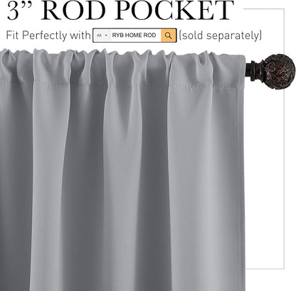RYB HOME Short Curtains for Living Room Blackout Portable Blinds Shades for - Image 2