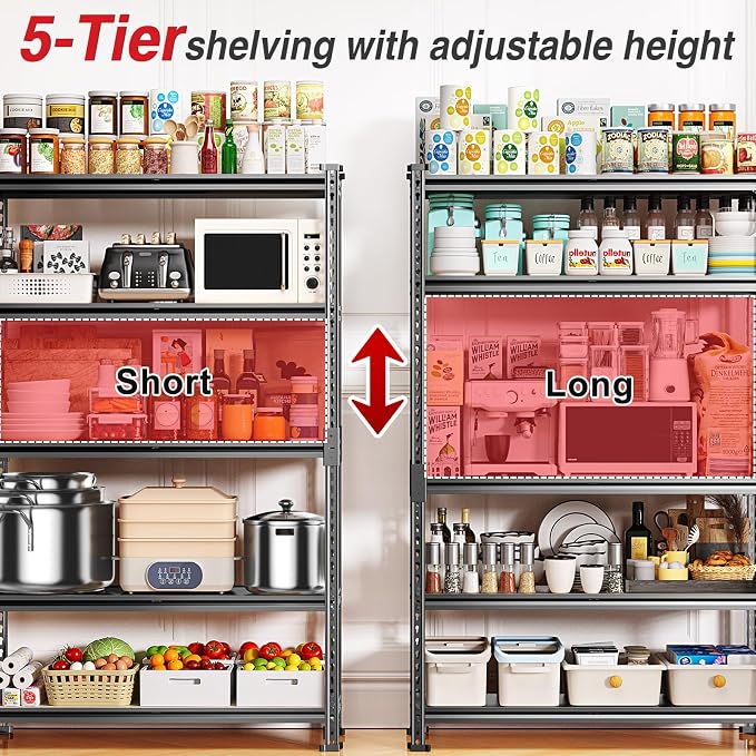 TigerParty 2050LBS Heavy Duty Garage Shelving, 5-Tier Adjustable Storage Shelves - Image 9
