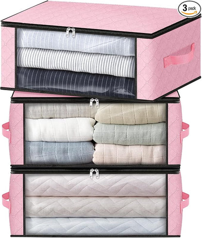 HomeHacks Storage 3-Pack Clothes Organizer Storage Bags Foldable Storage Box by HomeHacks