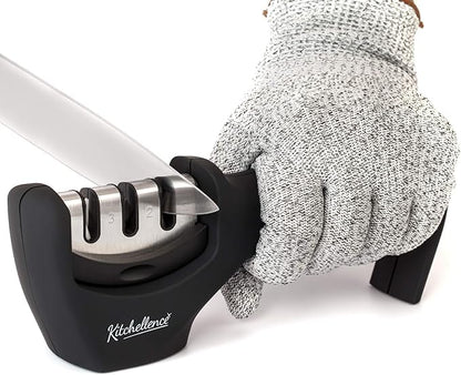 4-in-1 Kitchen Knife Accessories: 3-Stage Knife Sharpener Helps Repair by KITCHELLENCE