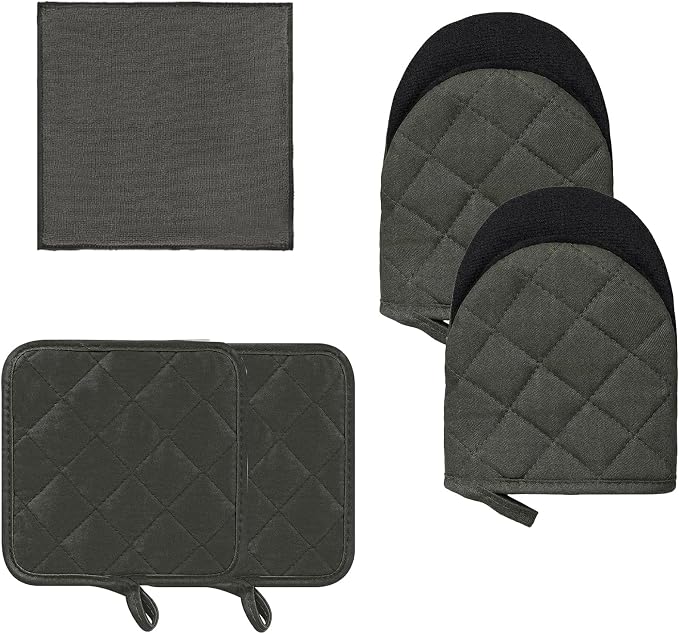 Kitchen Set Pack Of 5, Oven Mitts Pot Holders Pad And Towel Set, Heat Resistant by GOLDMEET