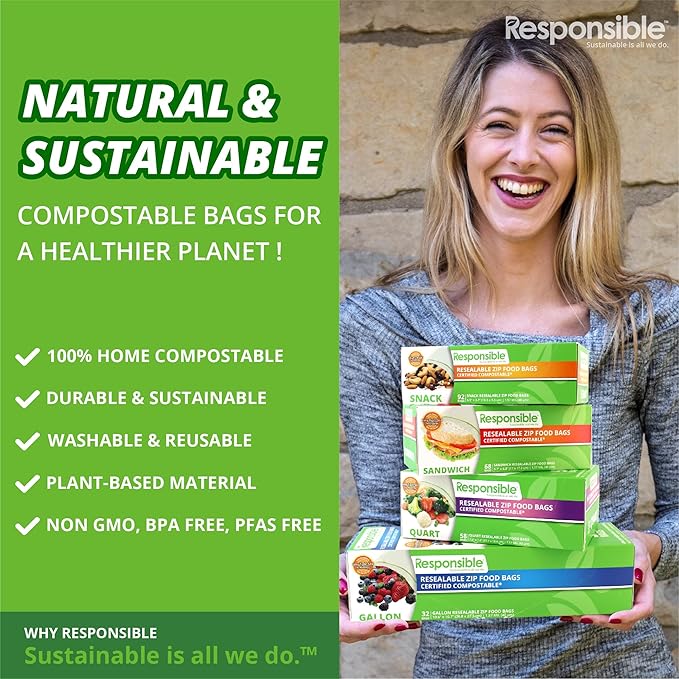 Responsible Products Certified Compostable SANDWICH Resealable Zip Bag - Image 5