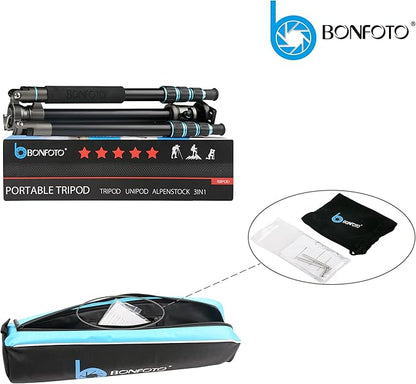 BONFOTO Portable Aluminum Alloy B674A Lightweight Camera Travel Tripod Monopod with Ball Head for DSLR (Bronze Grey)