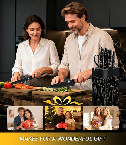 Knife Set, 8 Pieces Kitchen Knife Block Sets, High Carbon German Stainless Steel - Image 6