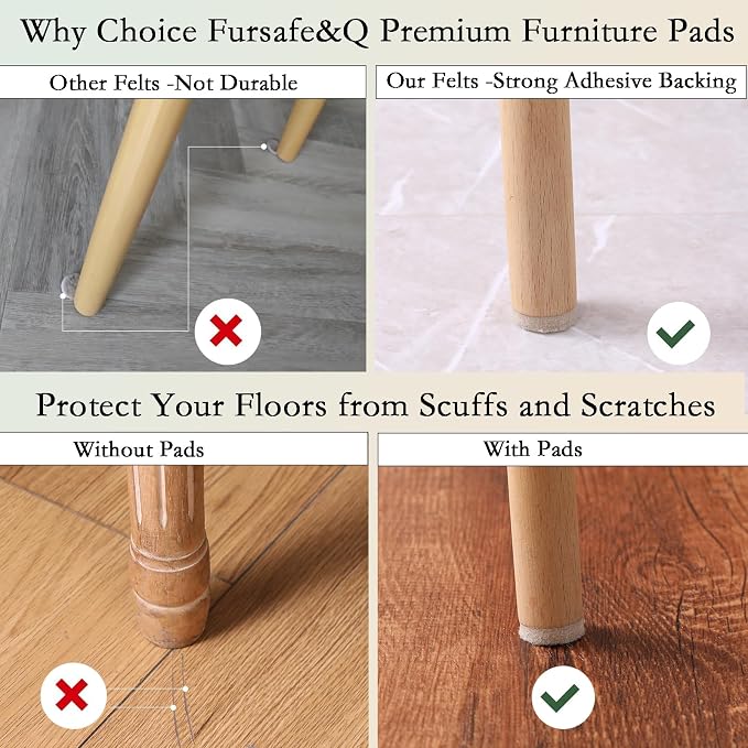 Fursafe&Q Felt Furniture Pads, Furniture Felt Pads - Image 4