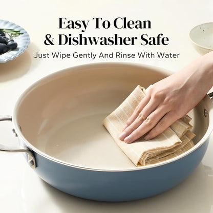 Redchef Ceramic Saute Pan with Lid, Nonstick Deep Frying Pan, 5QT Jumbo Cooker - Image 7