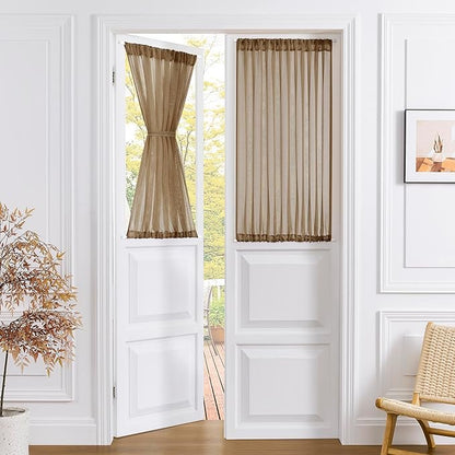 Tollpiz Small Sheer Door Curtain Closet Linen Textured Curtain Sheers Doorway by Tollpiz