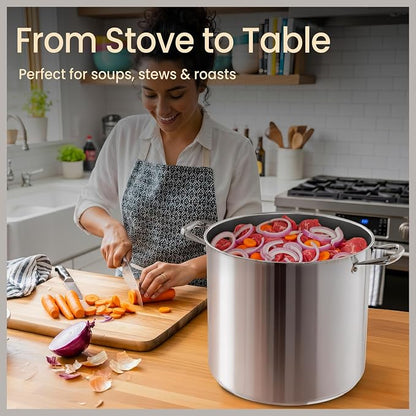 Stainless Steel Stockpot with Tempered Glass Lid 16 Quart, Durable 18/0 - Image 5