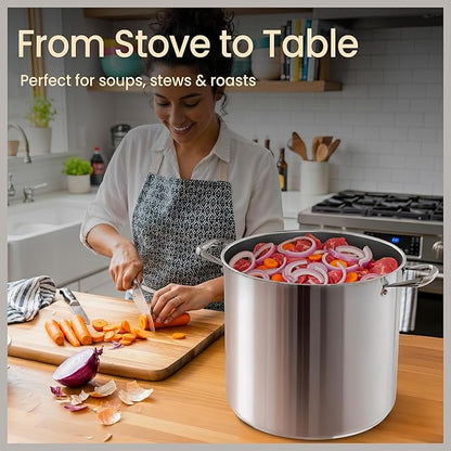 Stainless Steel Stockpot with Tempered Glass Lid 20 Quart, Durable 18/0 - Image 5