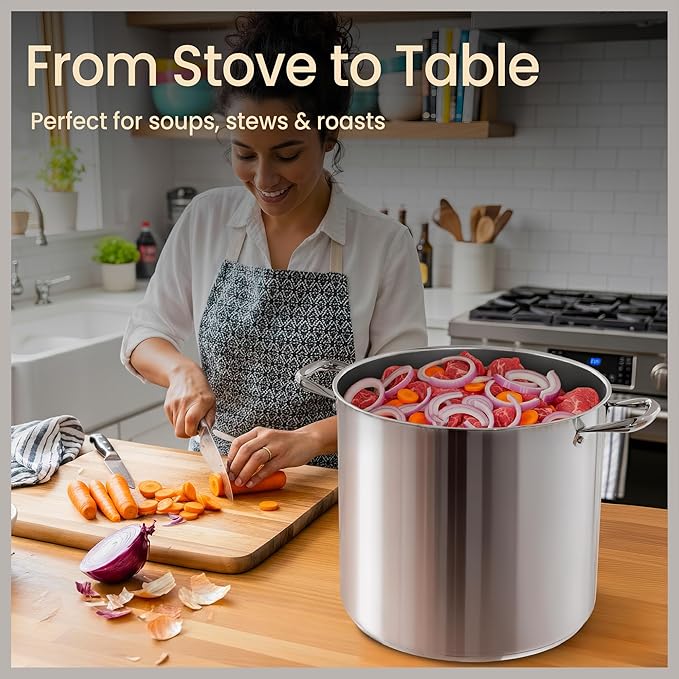 Stainless Steel Stockpot with Tempered Glass Lid 19 Quart, Durable 18/0 - Image 5