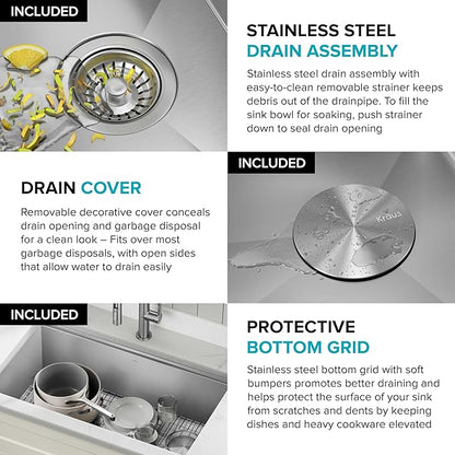 KRAUS Kore 36-Inch Undermount Workstation 16 Gauge Single Bowl Stainless Steel Kitchen Sink with Accessories, KWU110-36