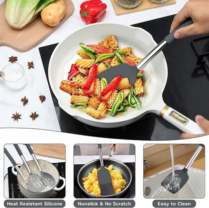 Onader Kitchen Cooking Utensils Set of 15, Silicone and Stainless Steel - Image 5