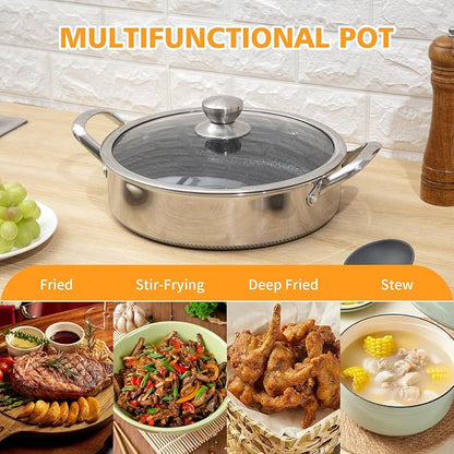 Toutrop Saute Pan, 10 Inch Nonstick Deep Frying Pan, 316L Stainless Steel Sauté - Image 2