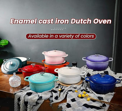EDGING CASTING Enameled Cast Iron Dutch Oven, 5.5 Quart, Round Dutch Ovens Pot - Image 8