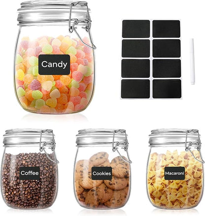 Glass Food Storage Jars with Airtight Lids 25 oz Round 4 Pack Kitchen Storage by ButterMelt