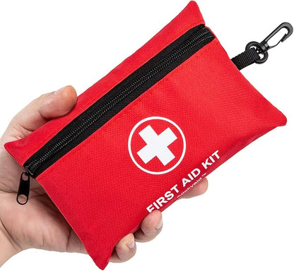 Mini First Aid Kit - 140 Piece Small First Aid Medical Kit for Car, Home, Office, Travel, Camping, Sports, Outdoor, School - Emergency First Aid Supplies and Survival Kit