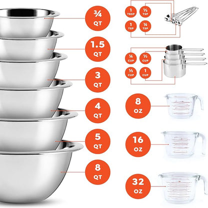 Eatex Mixing Bowls with Measuring Cups & Measuring Spoons 17 Piece Set - Image 3