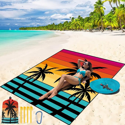 WIWIGO Beach Blanket Waterproof Sandproof Beach Mat 79" X 83"/10'x9'for 2-8 by WIWIGO