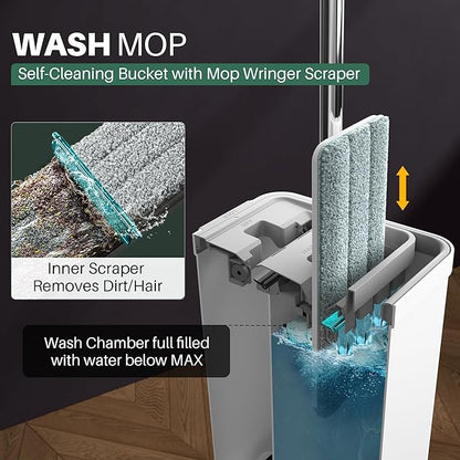 JOYMOOP Mop and Bucket with Wringer Set, Wet Dry Wall Cleaner with Long Handle - Image 2